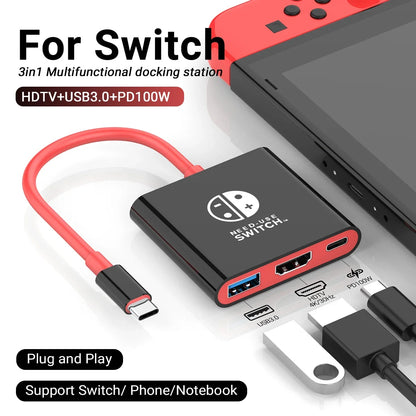 Switch Portable Type-C Docking Station – HDMI & USB 3.0 Hub, Compact Travel & Gaming Adapter
