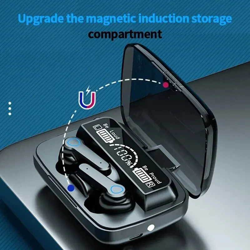 M19 Bluetooth Wireless Headset – TWS Gaming Earbuds with Noise-Cancelling, Touch Control & Mini Emergency Power Bank