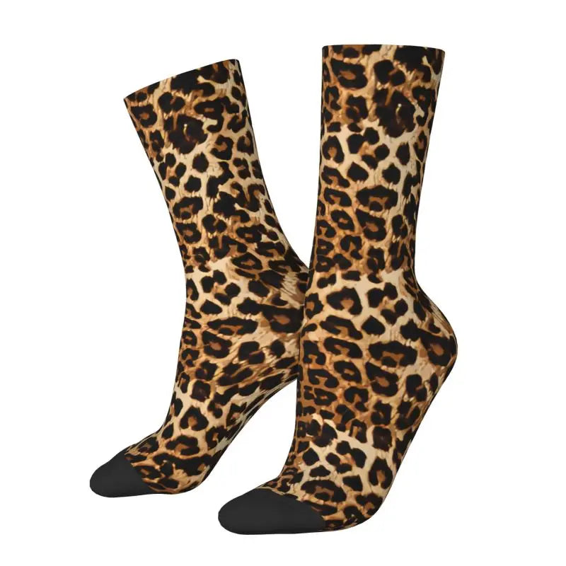 Custom Funny Leopard Print Socks – 3D Animal Cheetah Pattern Warm Sports Socks for Men & Women