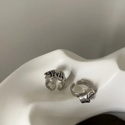 Personalized Girls' Open Ring – Retro Y2K English Letter Jewelry Accessory, 1/2pcs Party Gift
