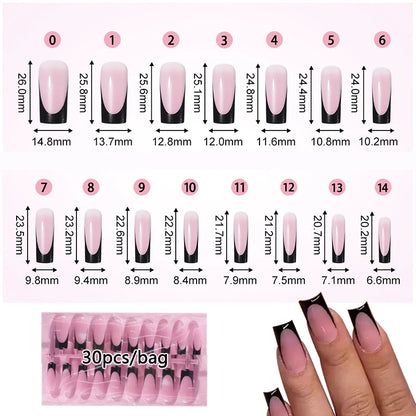 30-Piece Square Toe Press-On Toenails - Summer French Gradient False Nail Tips for Women, Short Wearable Foot Nail Set