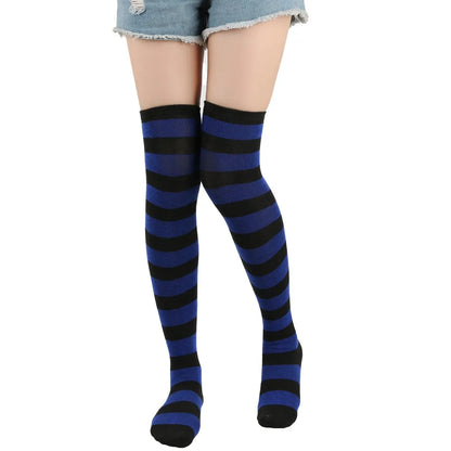 Stylish Knee-Length JK Striped Socks for Women & Girls – Multi-Color Cute Thigh-High Socks   1/2