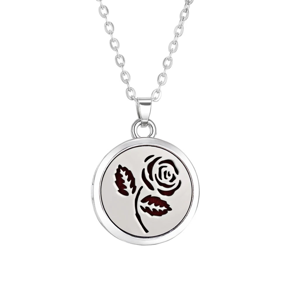 Tree of Life Aromatherapy Necklace – Stainless Steel Essential Oil Diffuser Locket Pendant