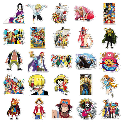 50PCS One Piece Luffy Anime Stickers – Waterproof Cartoon Decal Pack for Notebooks, Phones, Motorcycles & Skateboards