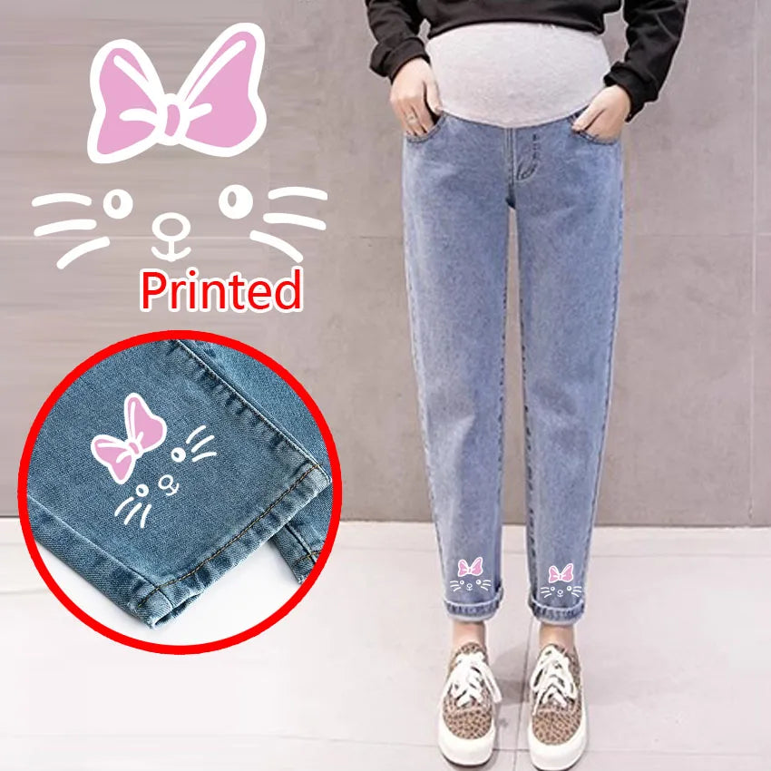 Maternity Boyfriend Jeans – High Waist Loose Denim Pants for Pregnant Women