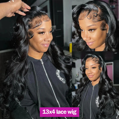 13x4/13x6 Body Wave Transparent Lace Front Wig – HD Bling Hair, 180% Density Human Hair, 4x4 Lace Closure for Women