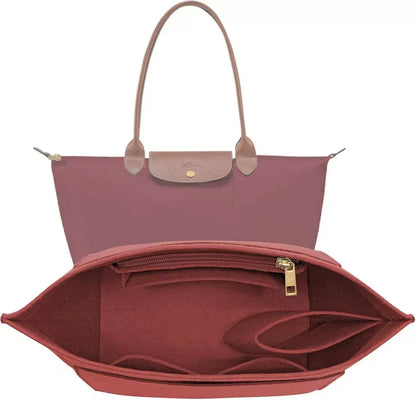 Longchamp Le Pliage S/ML Purse Organizer Insert — Custom Felt Liner with Multi-Compartment Bag Organizer