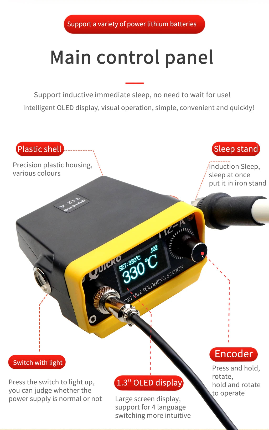 72W T12 Cordless Soldering Station – Compatible with Dewalt, Makita, Milwaukee, Worx 20V Max Li-ion Batteries, DIY Repair Tool