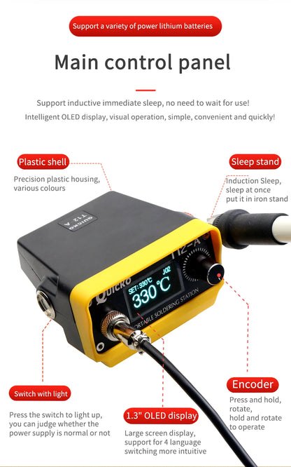 72W T12 Cordless Soldering Station – Compatible with Dewalt, Makita, Milwaukee, Worx 20V Max Li-ion Batteries, DIY Repair Tool