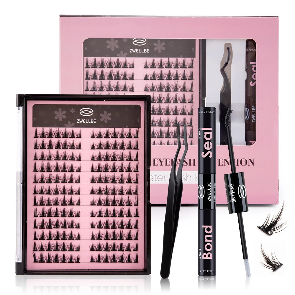Lash Bond, Seal, and Remover Kit – Waterproof Cluster Eyelash Glue, Strong Hold, Fast Removal for DIY Extensions