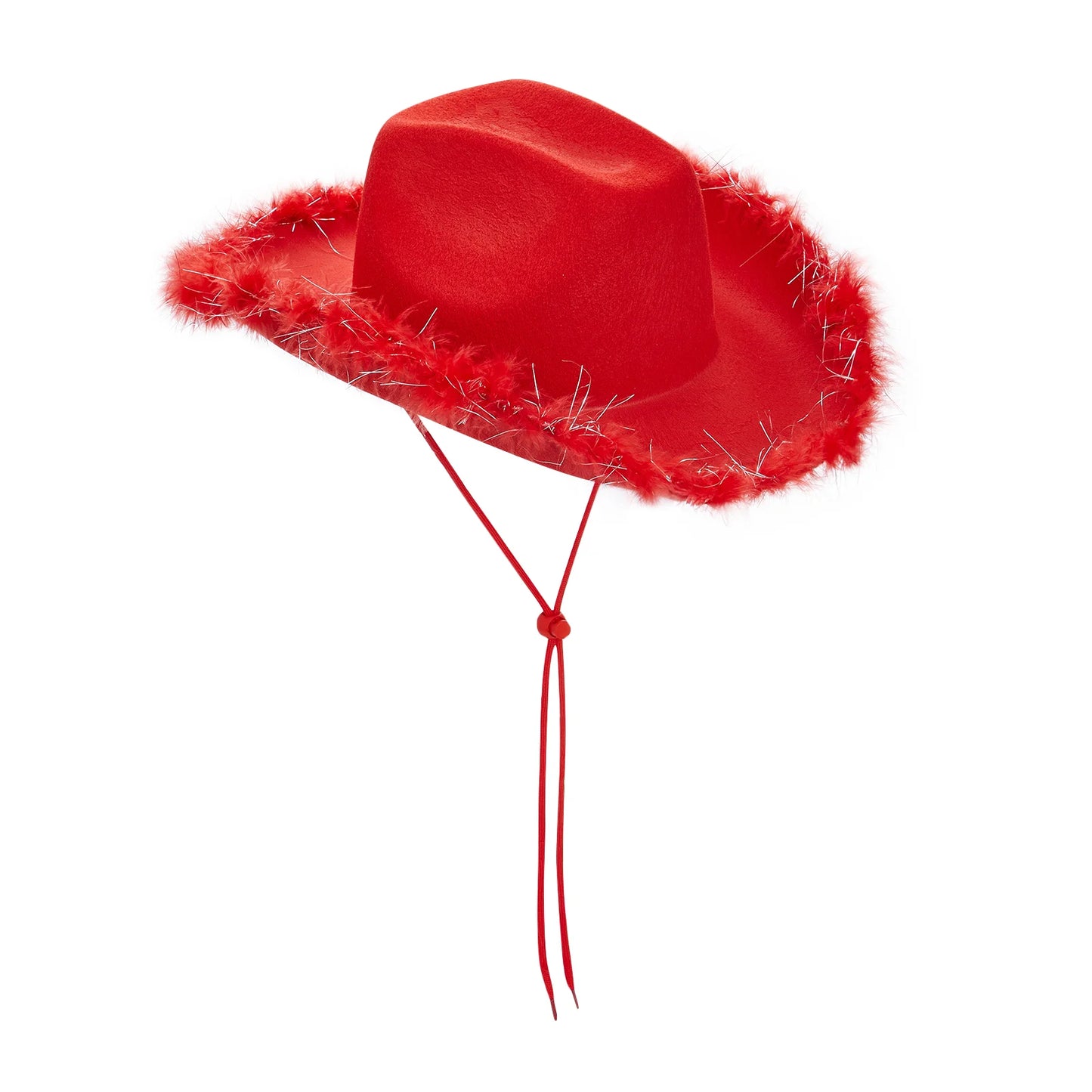 Women's Cowboy Hat – Wide Brim Solid Color with Furry Trim for Parties & Outings
