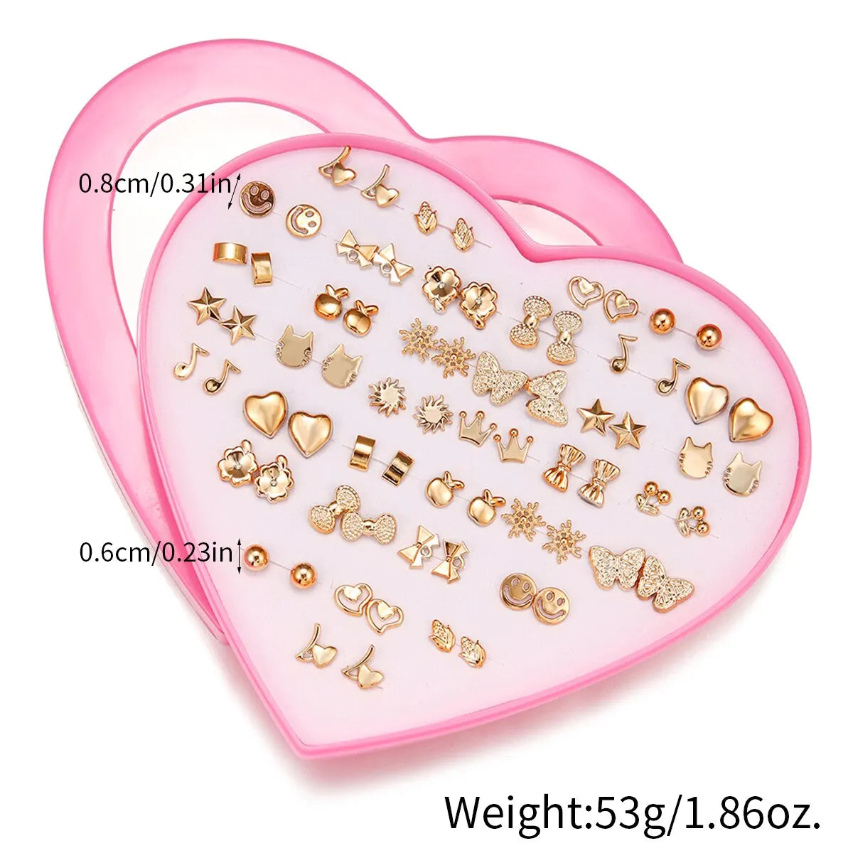 Random 36 Pairs/Lot Lovely Mini Earring Set - Cute Snowflakes, Cat, Butterfly Stud Earrings for Girls' Fashion Daily Ear Jewelry