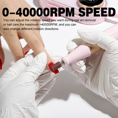 YOKEFELLOW Professional Nail Drill – 40000RPM Rechargeable Electric Nail E-File, Cordless for Acrylic & Gel Nails