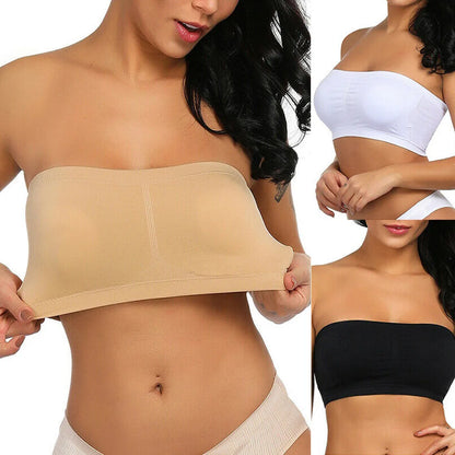 Women's Plus Size Strapless Bra – Thin, Removable Chest Cushion, Stretchy Seamless Invisible Bra, S-6XL