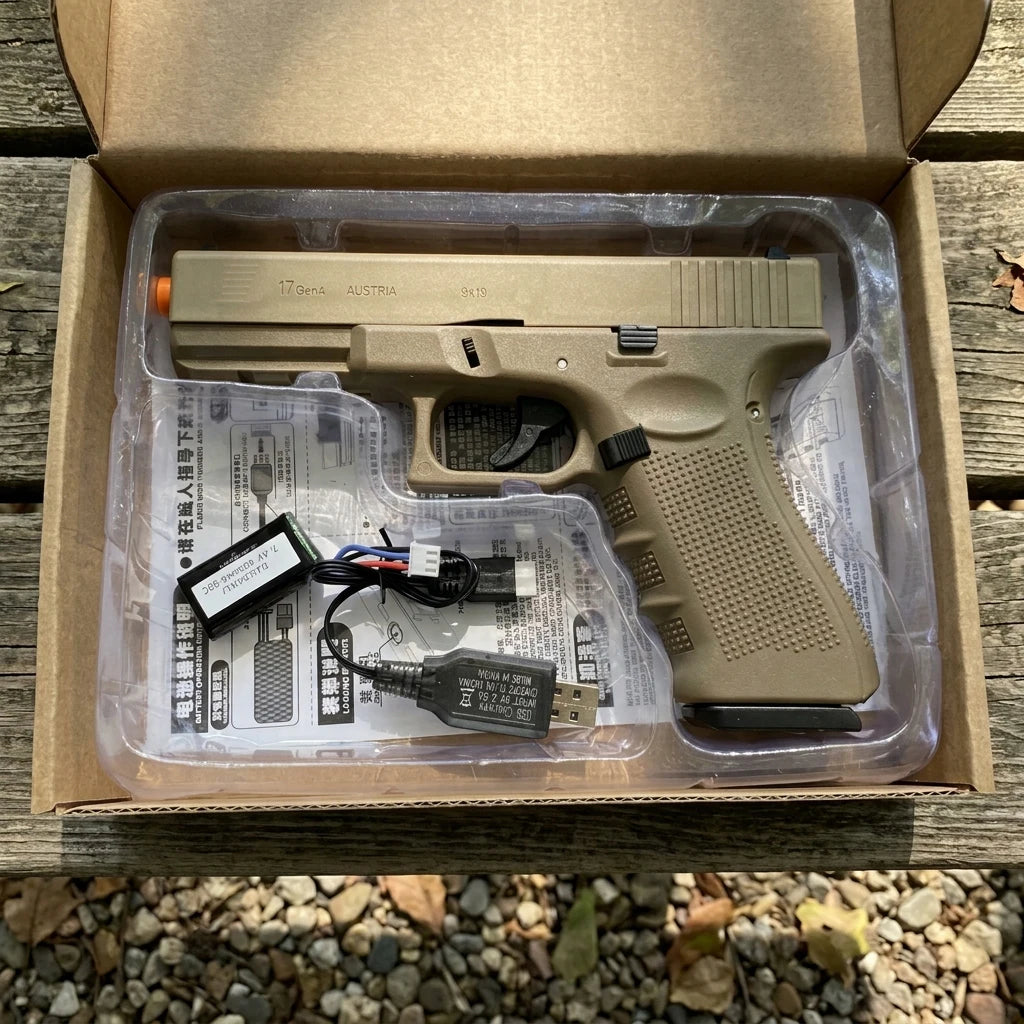 G17 Electric Toy Pistol - Nylon Frame Semi-Automatic Toy Blaster with Rechargeable Battery, Bullets Not Included