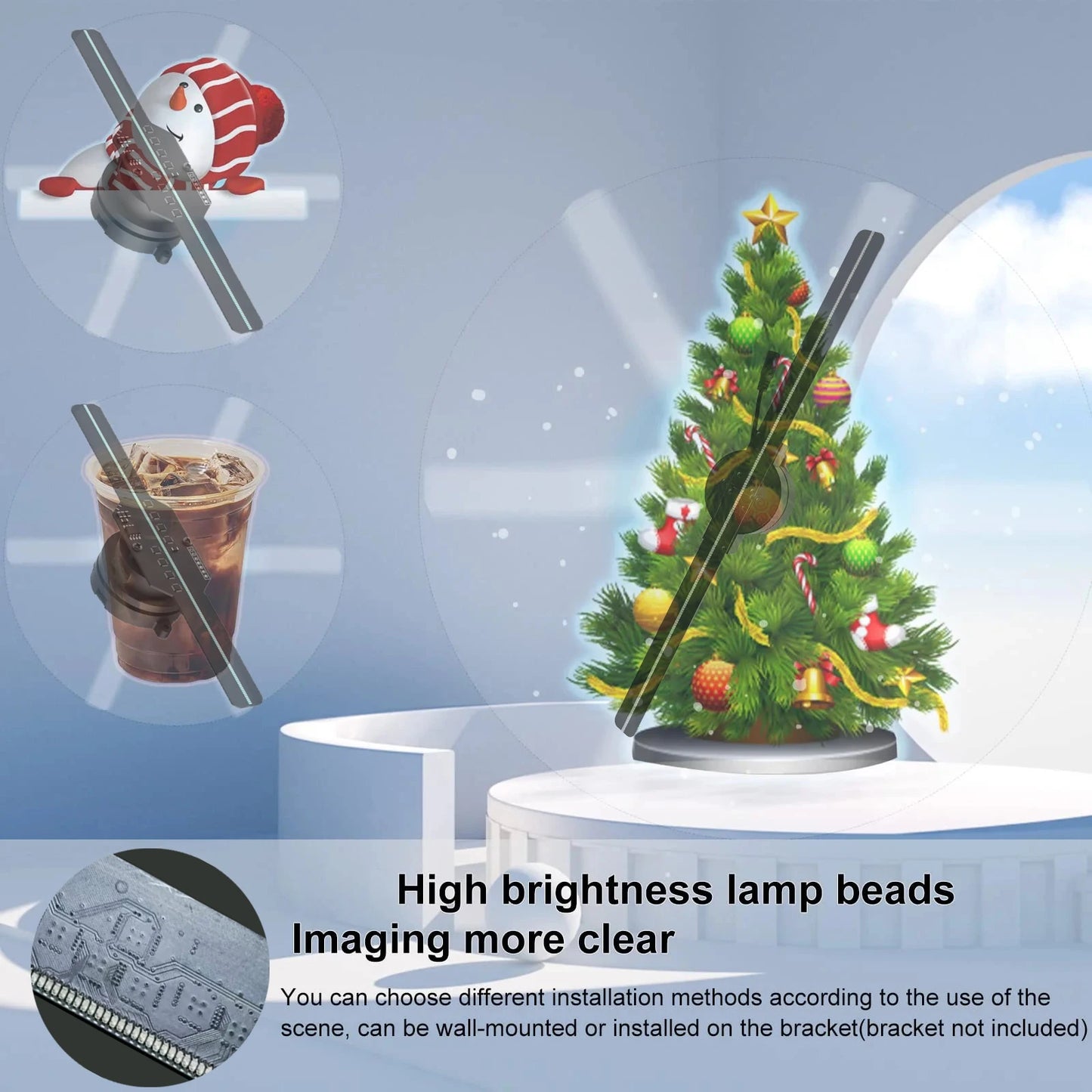 Hologram 3D Fan Projector | LED Advertising Display with Image & Video Support
