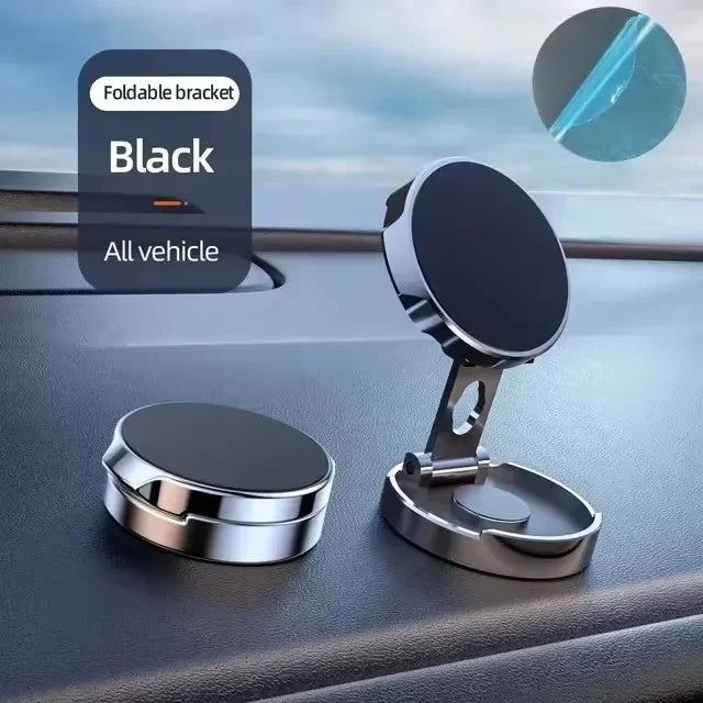 720° Foldable Magnetic Car Phone Holder – Strong Magnetic Round Mount for Universal Smartphones