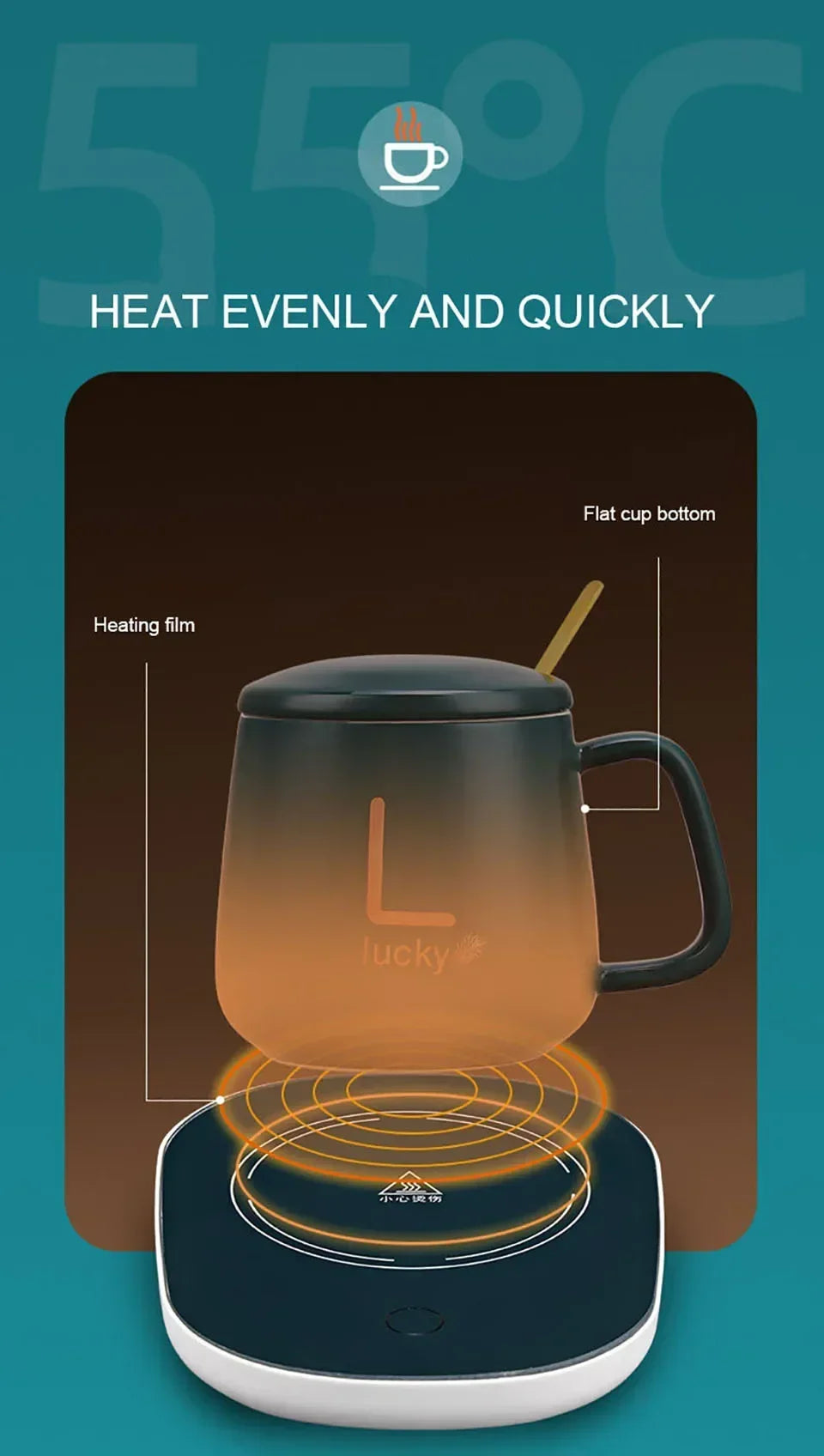 55℃ Coffee Mug Warmer Pad – USB Electric Cup Heater & Coaster for Tea, Milk, Water – Home & Office Use