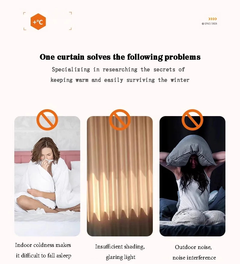 Side Zipper Cotton Curtain – Double-Layer Thickened, Windproof and Cold-Resistant Household Curtain, Customizable