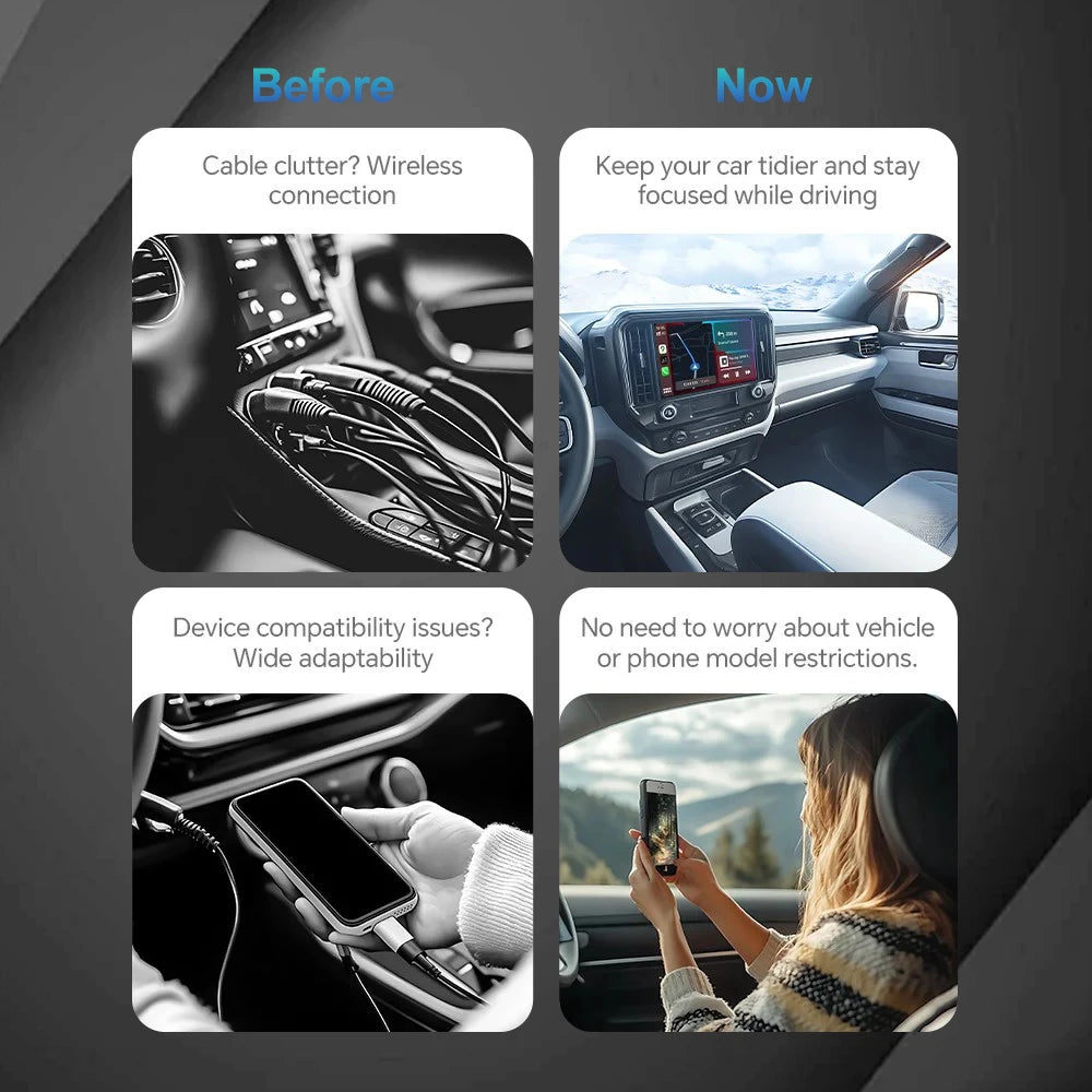 2025 2-in-1 Wireless CarPlay AI Box – Convert Wired CarPlay to Wireless with Android Auto, Plug and Play