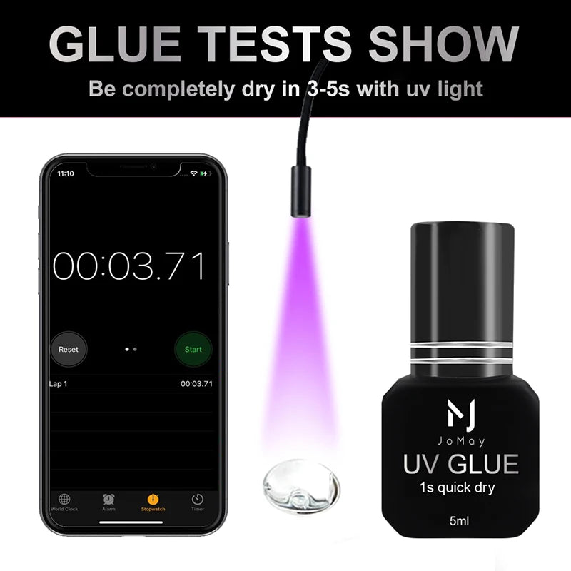 JOMAY UV Eyelash Extension Glue – 0.1s Fast-Drying, Strong & Long-Lasting Adhesive