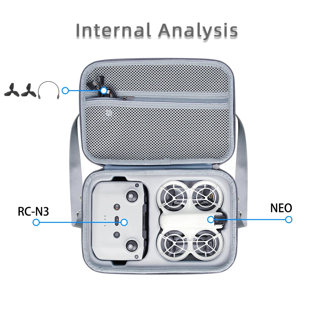 Portable Carrying Case for DJI NEO Drone – Shockproof Storage Bag with Shoulder Strap for Remote & Battery Accessories