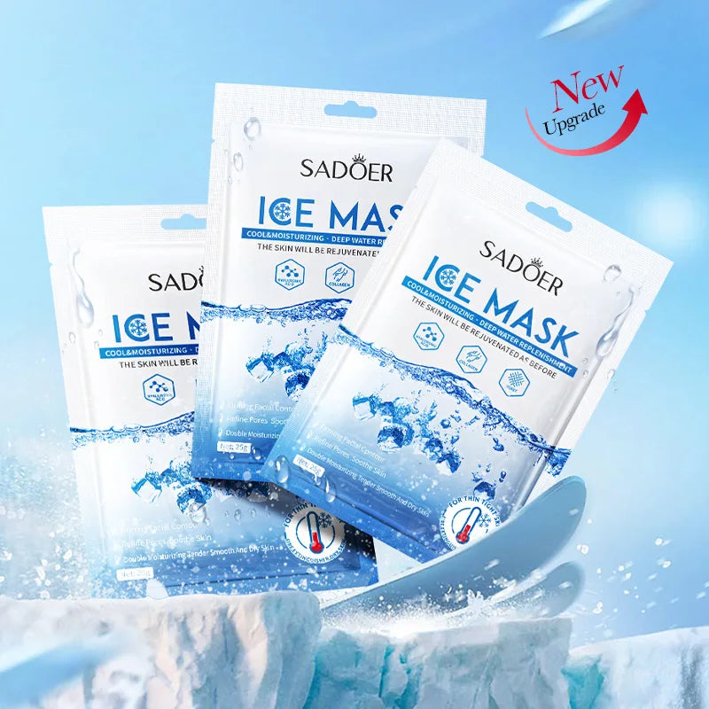 SADOER Ice Face Masks 5pcs – Deep Hydrating, Moisturizing, Brightening & Firming Facial Sheet Masks for Skin Care