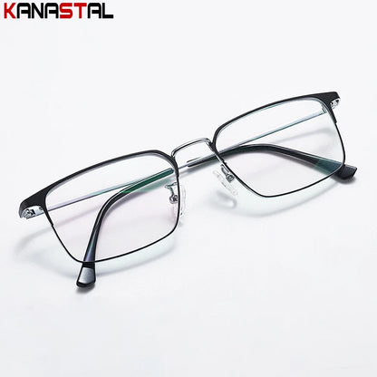 Prescription Titanium Eyeglasses - Blue Light Blocking Reading Glasses for Men & Women Myopia Optical Frames
