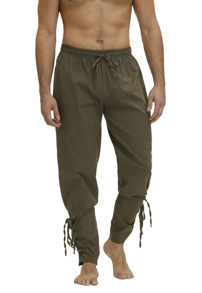 Men's Pirate Renaissance Pants – Medieval Drawstring Shorts for Halloween & Cosplay Costumes