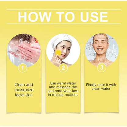 Turmeric & Kojic Acid Facial Cleansing Pads — Lemon Deep Cleanse, Brightening & Whitening Cotton Pads for Face Skincare