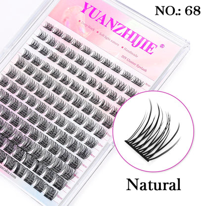 DIY 144 Cluster Lashes YUANZHIJIE – Natural C/D Curl Segmented Mink Individual Eyelash Extensions Kit for Home Makeup & Professional Volume Look (Free Shipping)