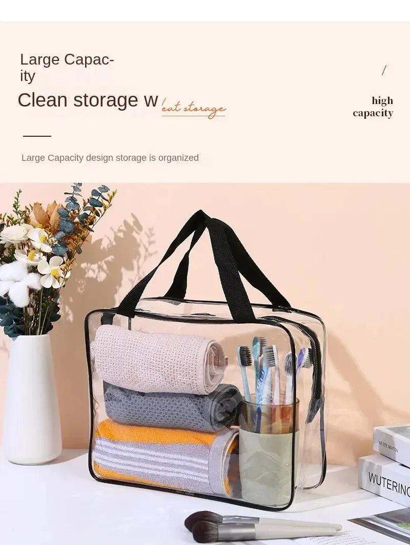 3-Size Transparent Toiletry Bags – Large Capacity Travel Organizer Stroller Bag for Makeup, Cosmetics & Multifunctional Storage