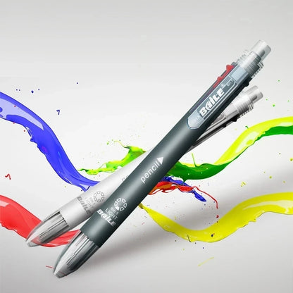 6 in 1 Multicolor Ballpoint Pen & Pencil – 5 Color Ball Pen + 1 Automatic Pencil with Eraser for School & Office Writing