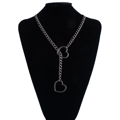 Heart Slip Chain Necklace for Women — Fashion Punk Rock Goth Choker Jewelry Accessory