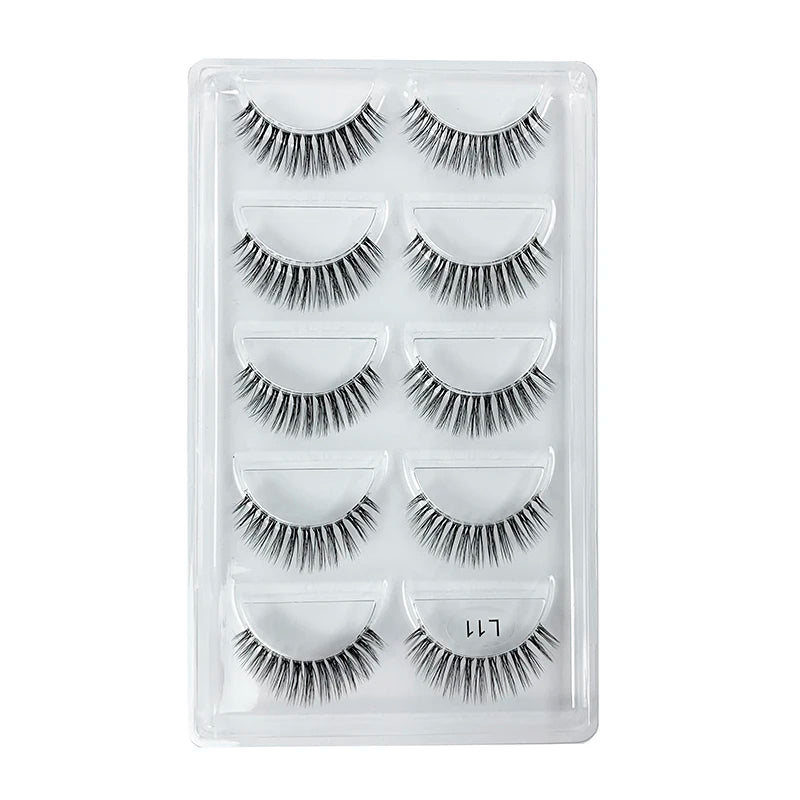 5 Pairs Manga Style Cosplay False Eyelashes – Soft Natural Short Mink Strip Lashes with Clear Band
