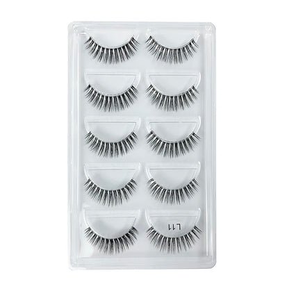 5 Pairs Manga Style Cosplay False Eyelashes – Soft Natural Short Mink Strip Lashes with Clear Band