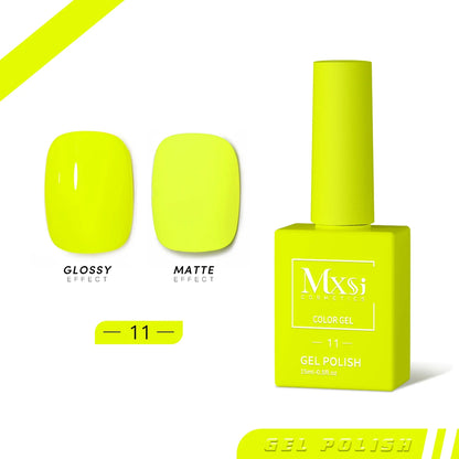 Mxsi 15ml Gel Nail Polish - Neon Brown, Royal Blue, Red, Green & Nude UV Gel Lacquer Colors for Nail Art