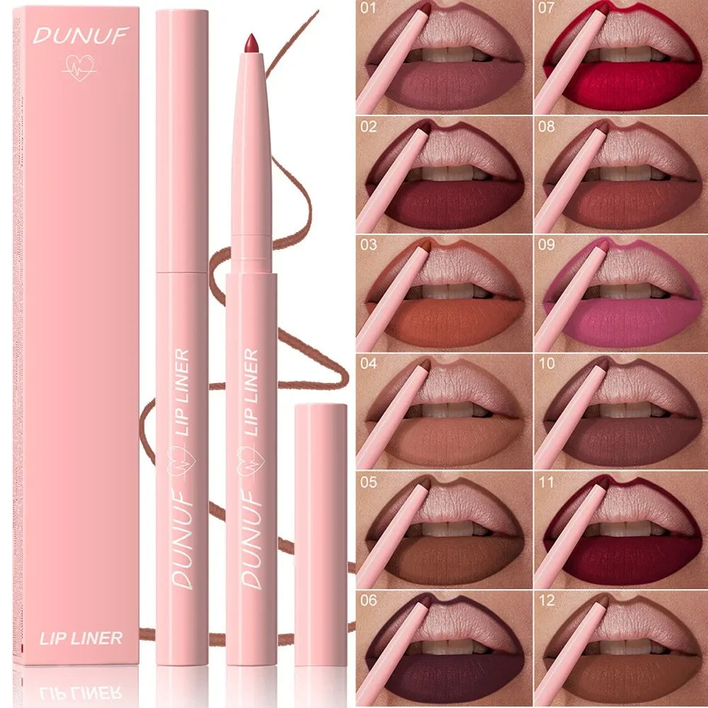 Matte Red Brown Lip Liner Pencil – Waterproof Slim Lip Contour Pen with Tapered Nib Long-Lasting Lip Stain