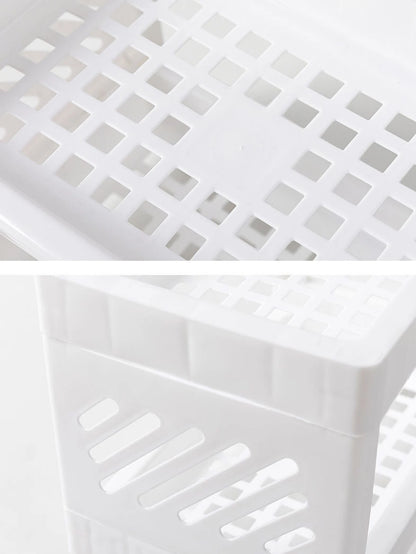 PP Desktop Double Layer Storage Rack: Rectangular White Organizer for Student Desks, Offices, Cosmetics, and Stationery