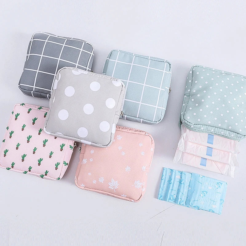 Cute Cartoon Girl Cosmetic Bag – Mini Travel Makeup Organizer for Lipstick, Sanitary Pads & Toiletries