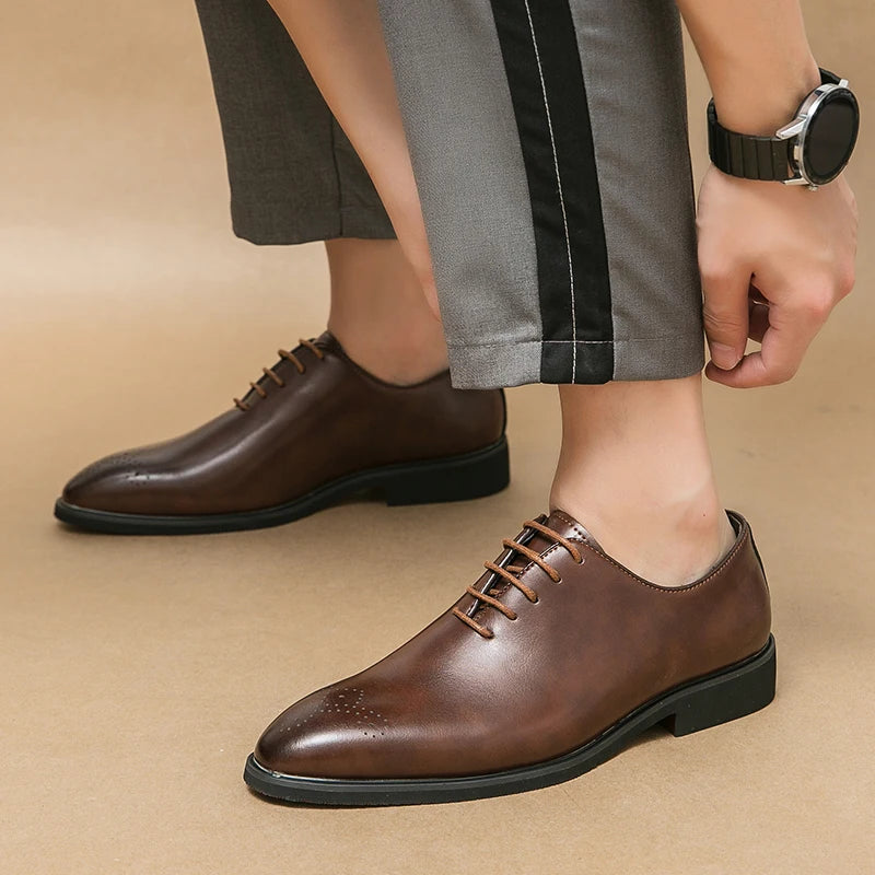 Luxury Men’s Leather Oxford Dress Shoes – High-Quality Gentleman Wedding & Office Shoes 2024
