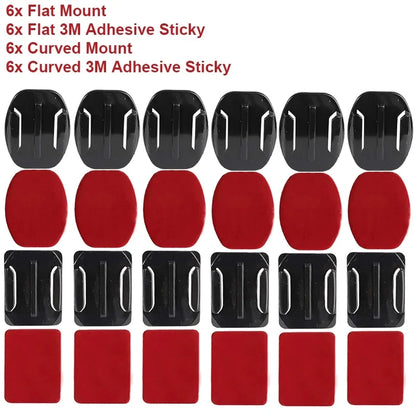 Helmet Adhesive Mount Set for GoPro Hero 8–13, Insta360, DJI & SJCAM – Flat & Curved Sticky Camera Accessories