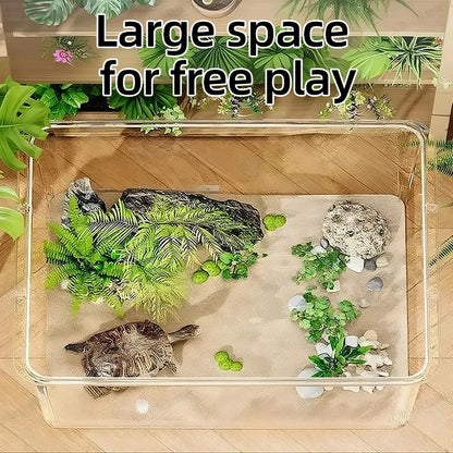 Transparent Desktop Aquarium Fish Tank - Creative Rectangular Home & Office Decor Tank for Small Fish