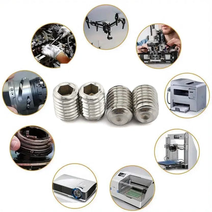 360pcs Stainless Steel Headless Hex Socket Screw Set - M3/M4/M5/M6/M8 Grub & Machine Screws