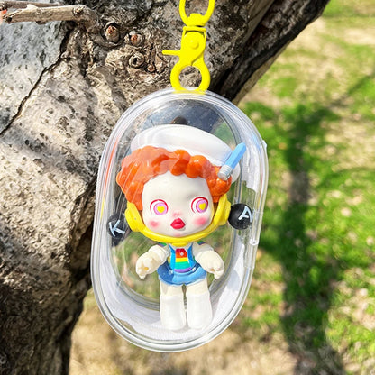 Transparent Jewelry Organizer Box – Plastic Storage Pouch with Keychain, Dustproof Case, Cute Doll Bag for Accessories