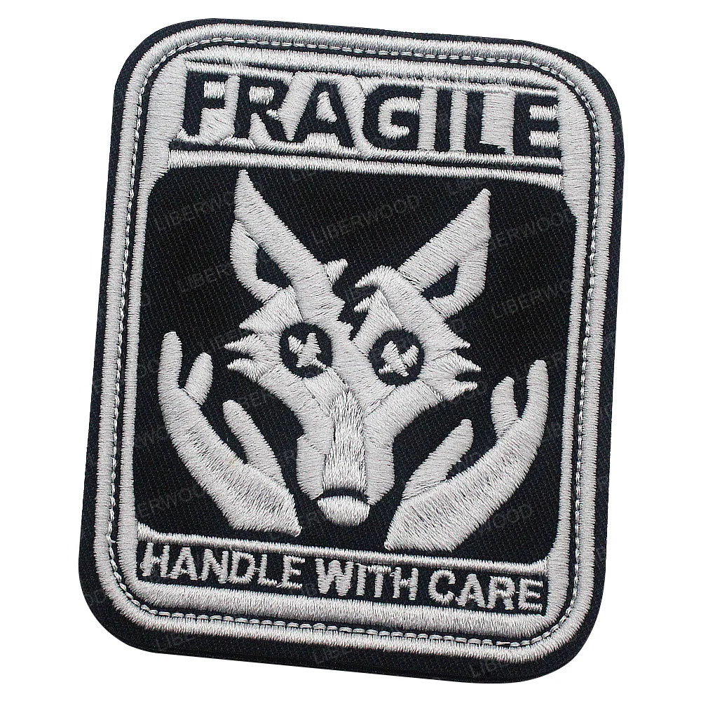 Dog Bite Risk Warning Patch - Embroidered K9 Service Dog Hook & Loop Badge