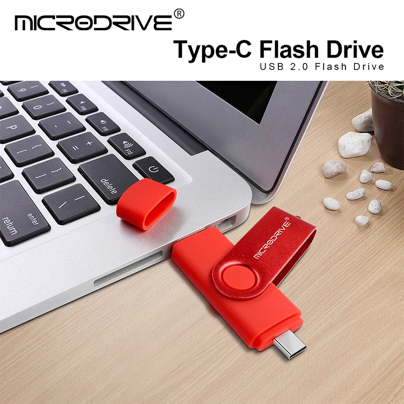 2-in-1 Metal OTG USB Flash Drive – Type-C & USB Memory Stick (4GB to 128GB) for Phones & PCs