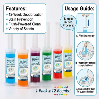 Yunliwei Toilet Cleaner Gel Stick - Long-Lasting Fragrance, Deodorizing Toilet Cleaning Gel for Fresh Bathroom Care