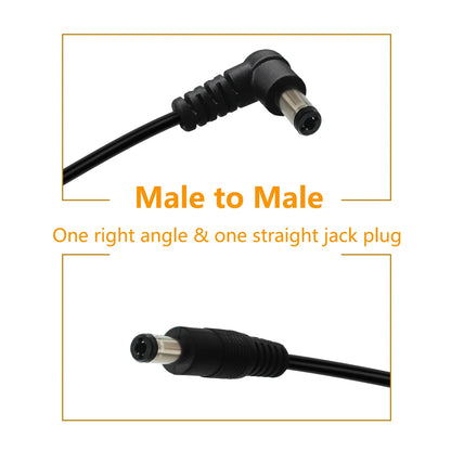 5pcs DC Power Cable 5.5x2.1mm - Guitar Effect Pedal Connector Cord 24AWG Patch Cable for Pedal Power Supply