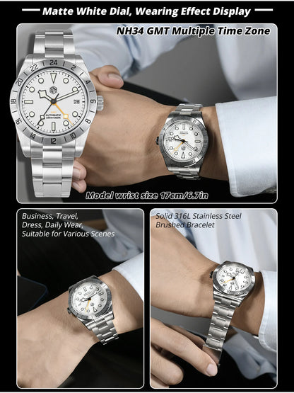 San Martin 39mm NH34 BB GMT Automatic Mechanical Sport Watch — Sapphire Luminous Waterproof 100m for Men Relogio SN0054